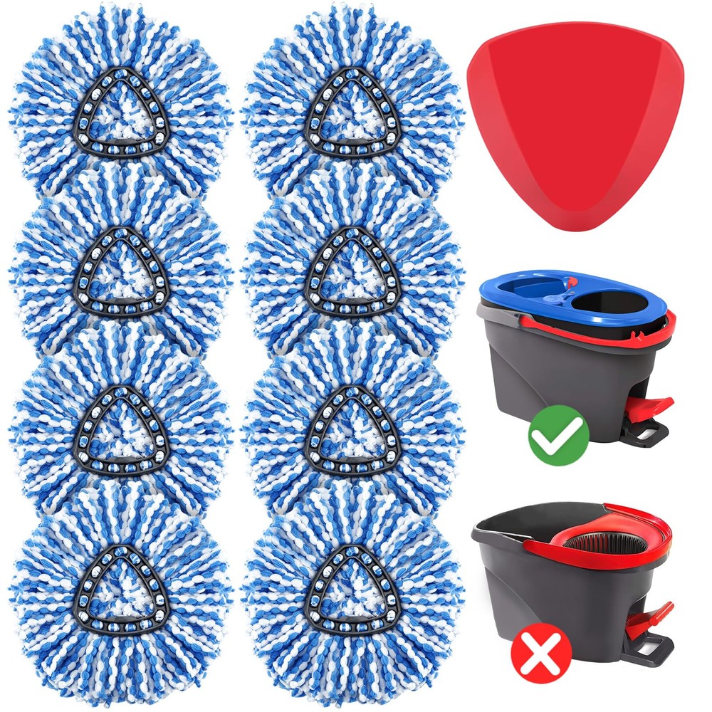 8+1 Pack Mop Replacement Heads Fits O-Cedar EasyWring RinseClean 2-T Bucket System