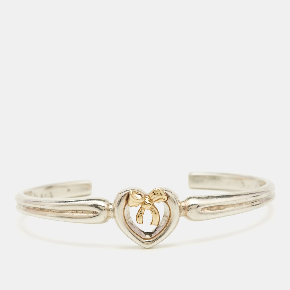 Tiffany & Co. Heart Bow 18k Yellow Gold Sterling Silver Bracelet