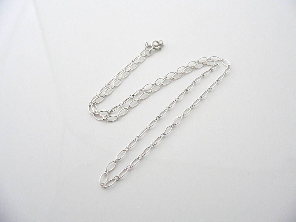 Tiffany & Co Silver Oval Link Necklace Chain 4 Pendant Charm Layering Gift Love