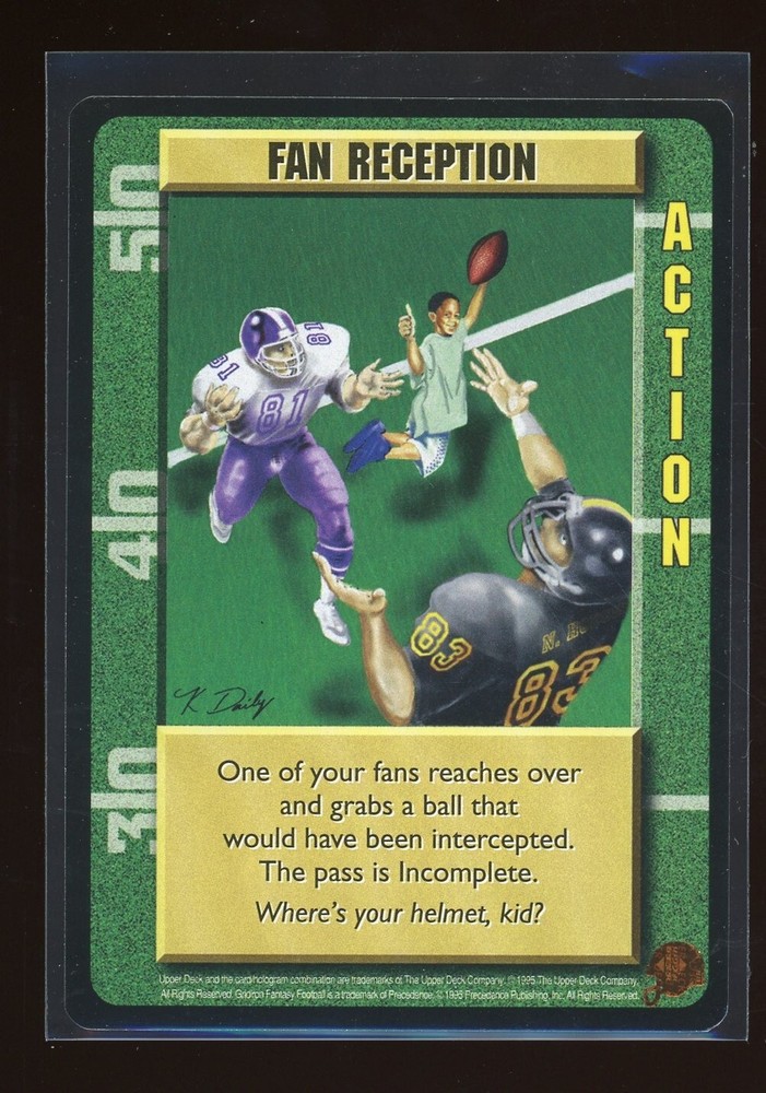 1995 Upper Deck Gridiron Fantasy Football FAN RECEPTION Offensive Action Game Card