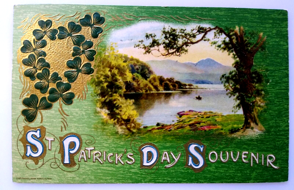 St Patrick's Day Postcard John Winsch Innisfallen Killarney Scenic Lake 1910