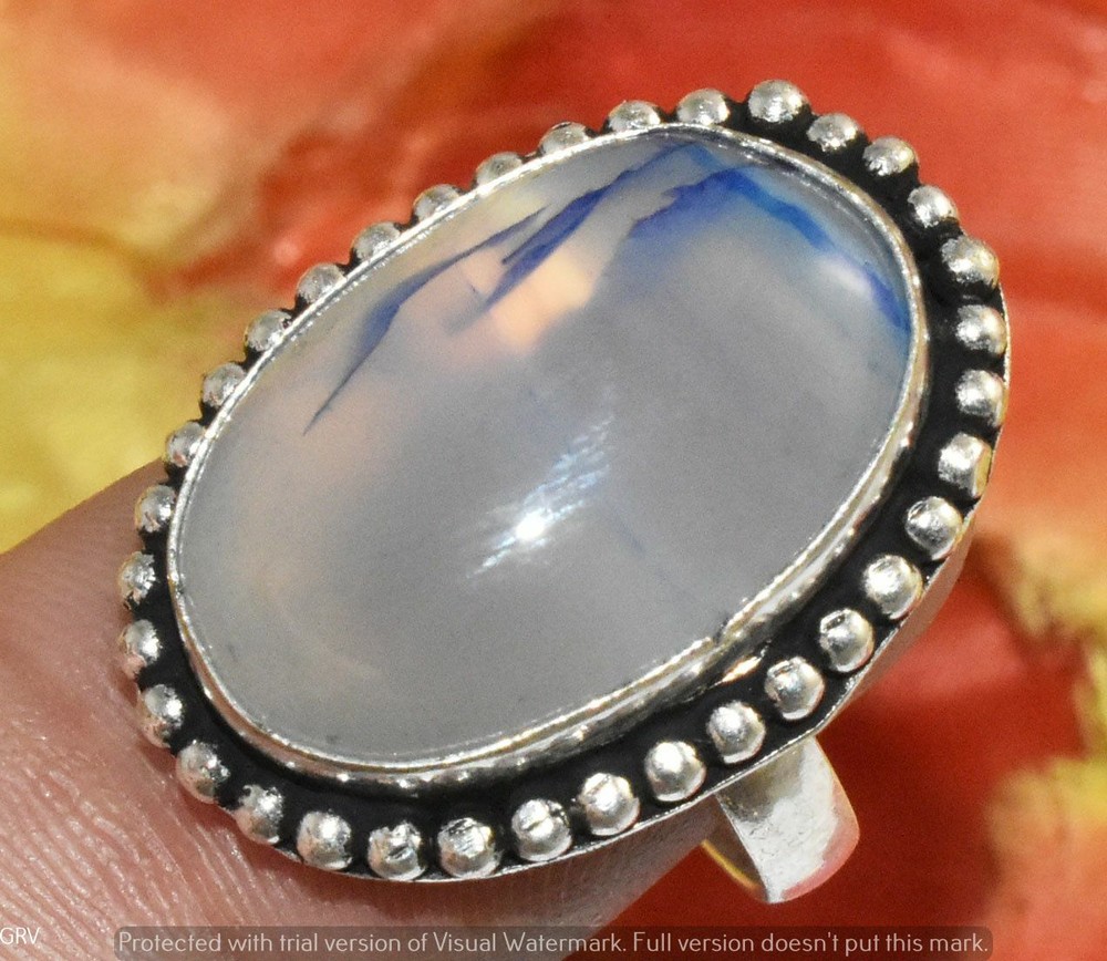 Blue Onyx Gemstone Ring 925 Sterling Silver Plated Us Size 8