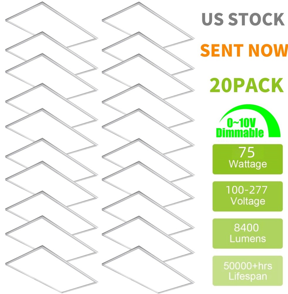 20PCS Ultra Thin 75W LED Panel 2x4FT LED Flat Panel Office Shop Ceiling Lights