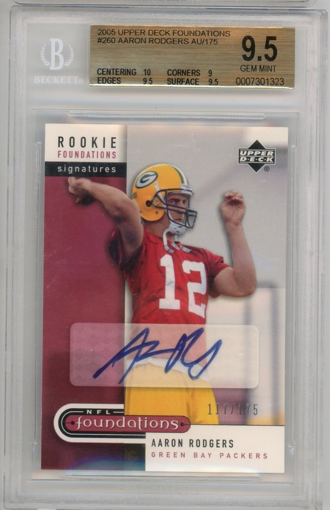 2005 UD Foundations Aaron Rodgers Rookie Auto #260 BGS 9.5 Gem Mint /175-image