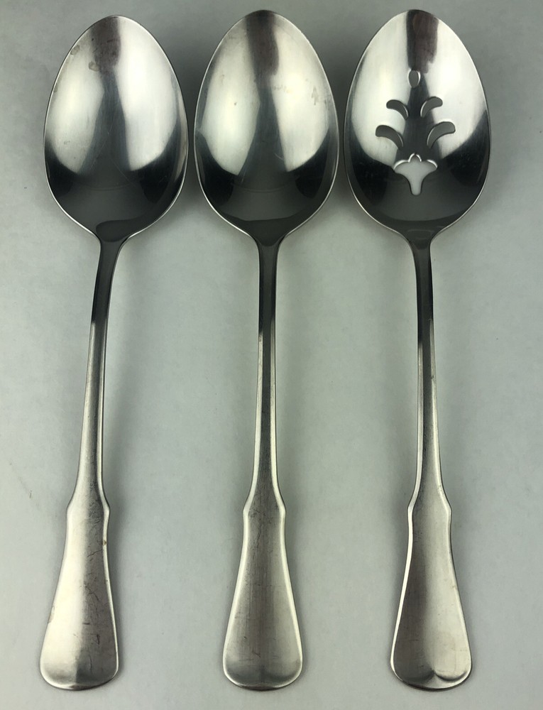 Oneida PATRICK HENRY Community Stainless 3 Serving Spoons Pierced Solid