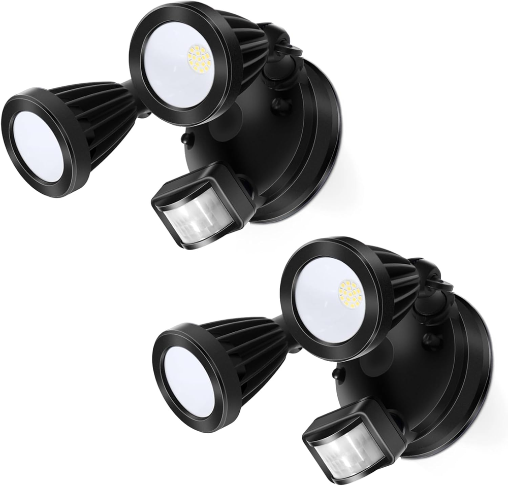 2500LM Motion Sensor Outdoor Lights, Outdoor Flood Light with Double Head, 5000K
