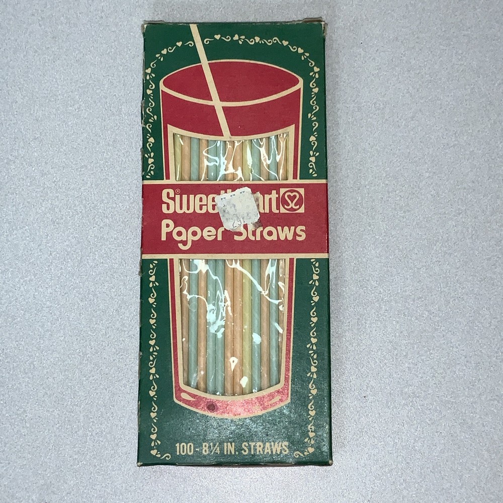 Vintage Sweetheart Paper Drinking Straws Original Box Soda Fountain Collectible