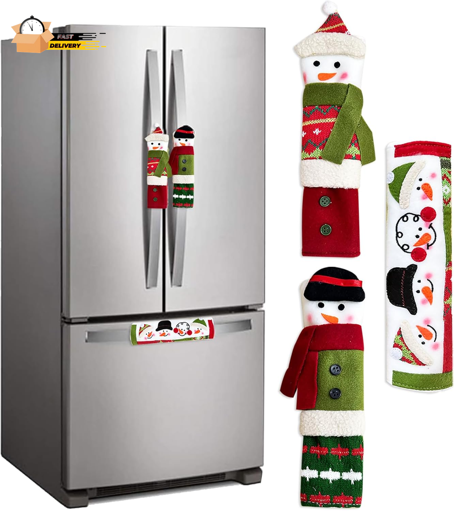 3 Piece Set Christmas Snowman Refrigerator Door Handle Covers Appliance Handle C