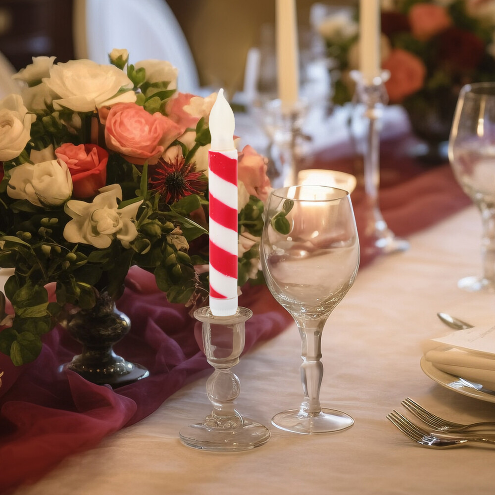 6 Pcs Candy Cane Striped Candle Christmas Flameless Candles Lollipop