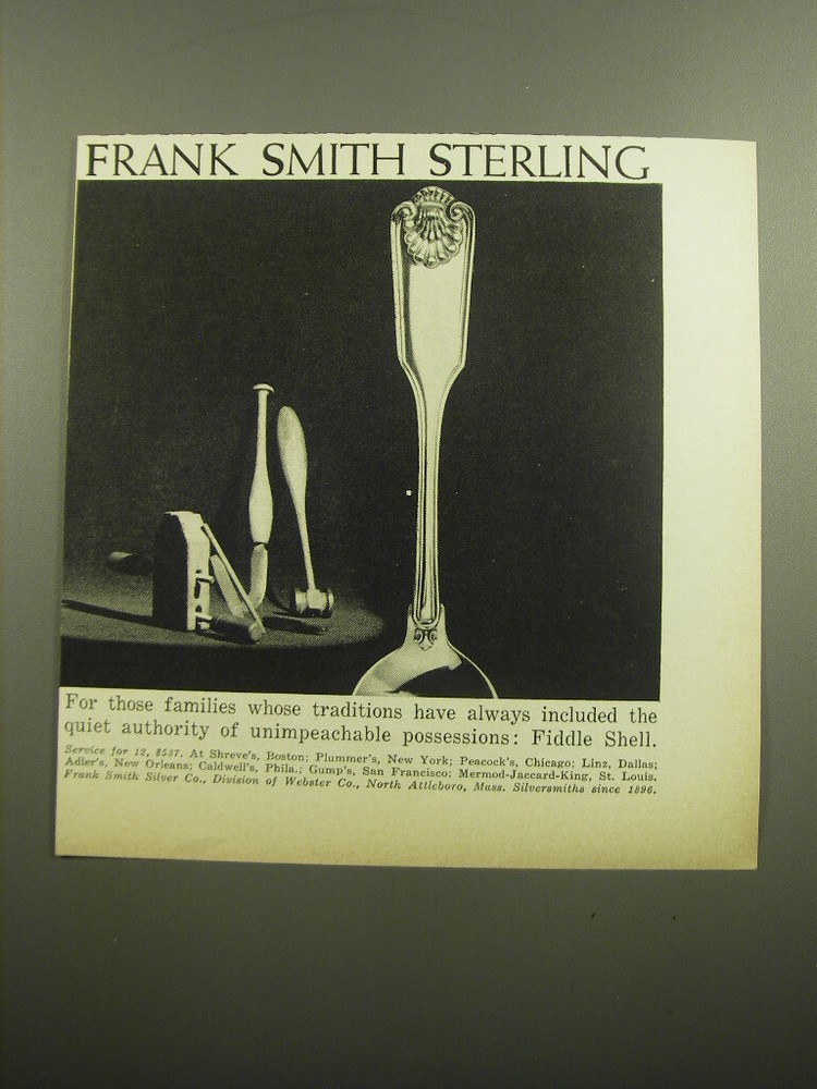 1960 Frank Smith Sterling Silver Fiddle Pattern Silverware Ad