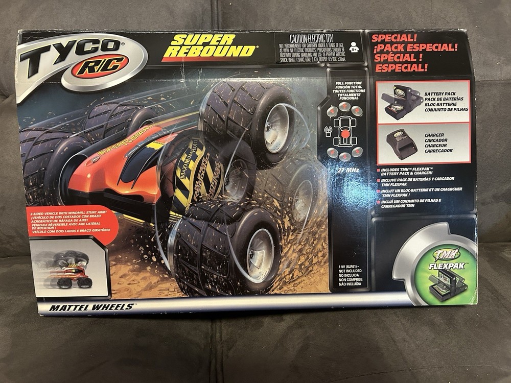 TMH FlexPak Tyco R/C Super Rebound Car 27MHz Red Black Yellow Off-Road Radio Controlled Toy