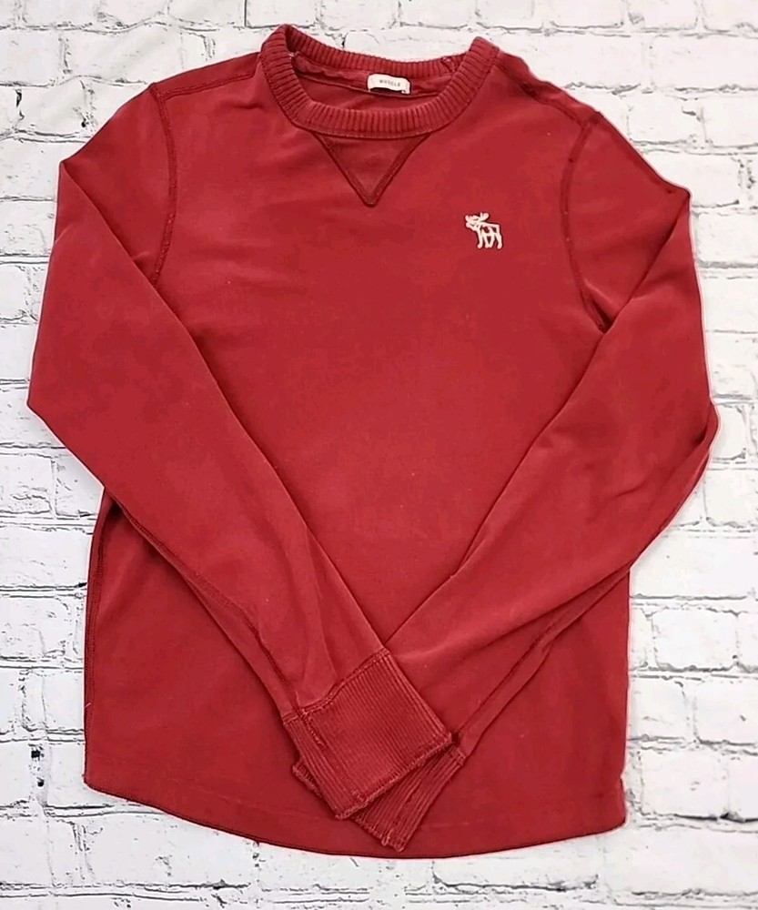 Vintage Abercrombie & Fitch Muscle Shirt Small Red Moose Embroidered Logo Preppy-image