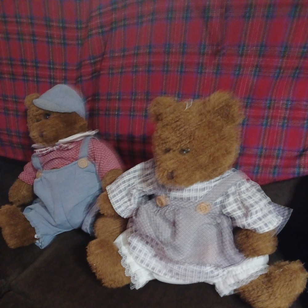 11 Inch Brown Sitting Country Farmer Bears Plush Stuffed Animal by ABC Distributing-image