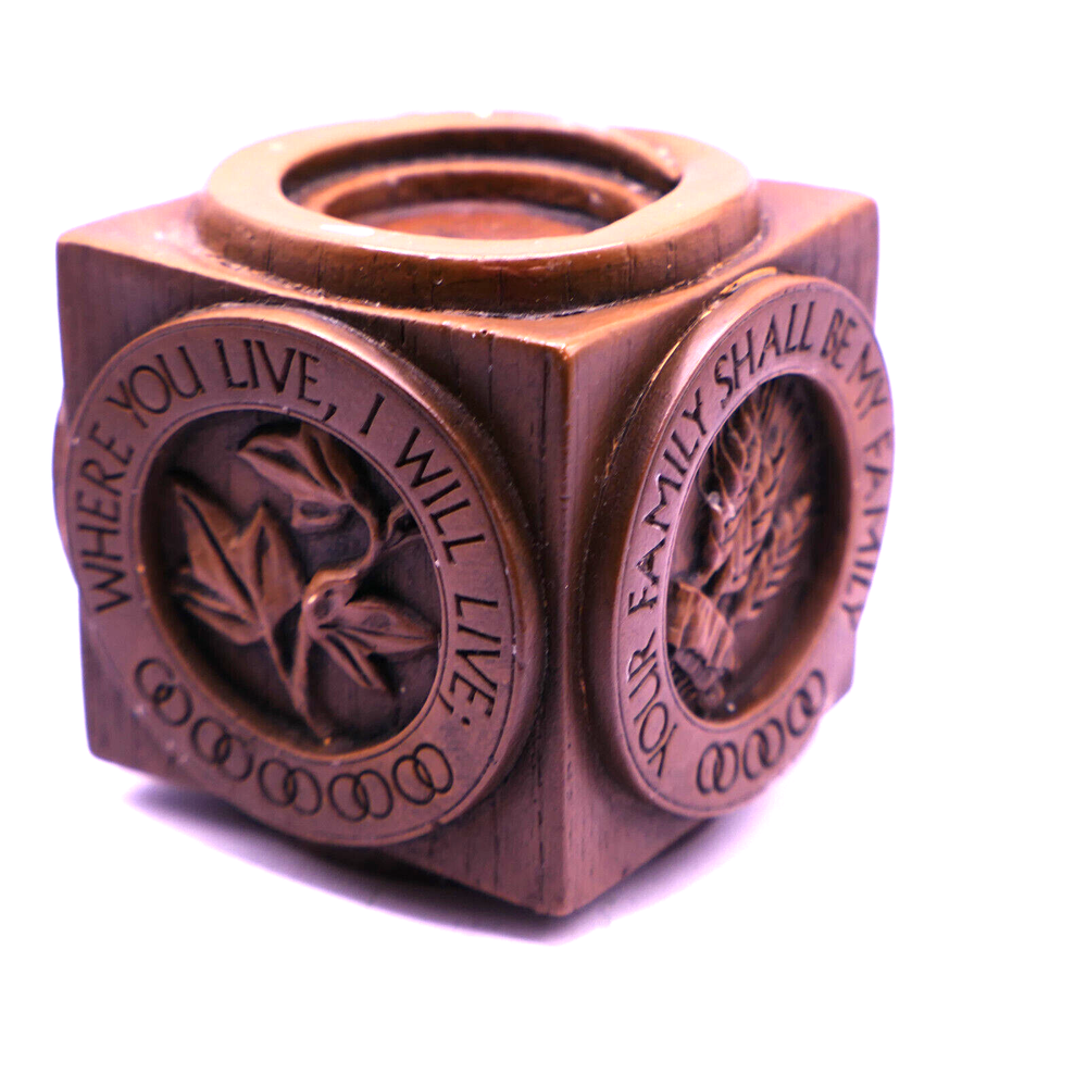 ABBEY PRESS WOOD SPIRITUAL  CANDLE HOLDER CIRCA 1977-image