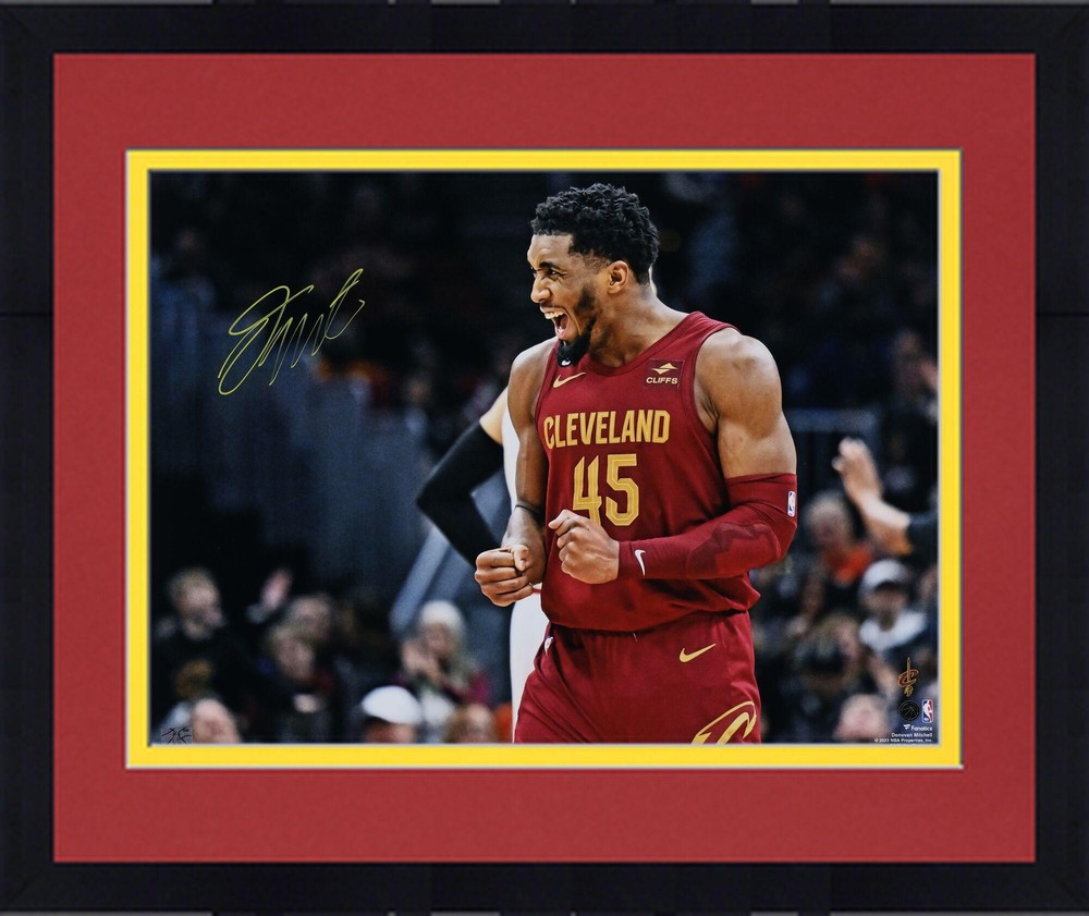 Framed Donovan Mitchell Cavaliers Signed 16x20 71-Point Game Celebration Photo
