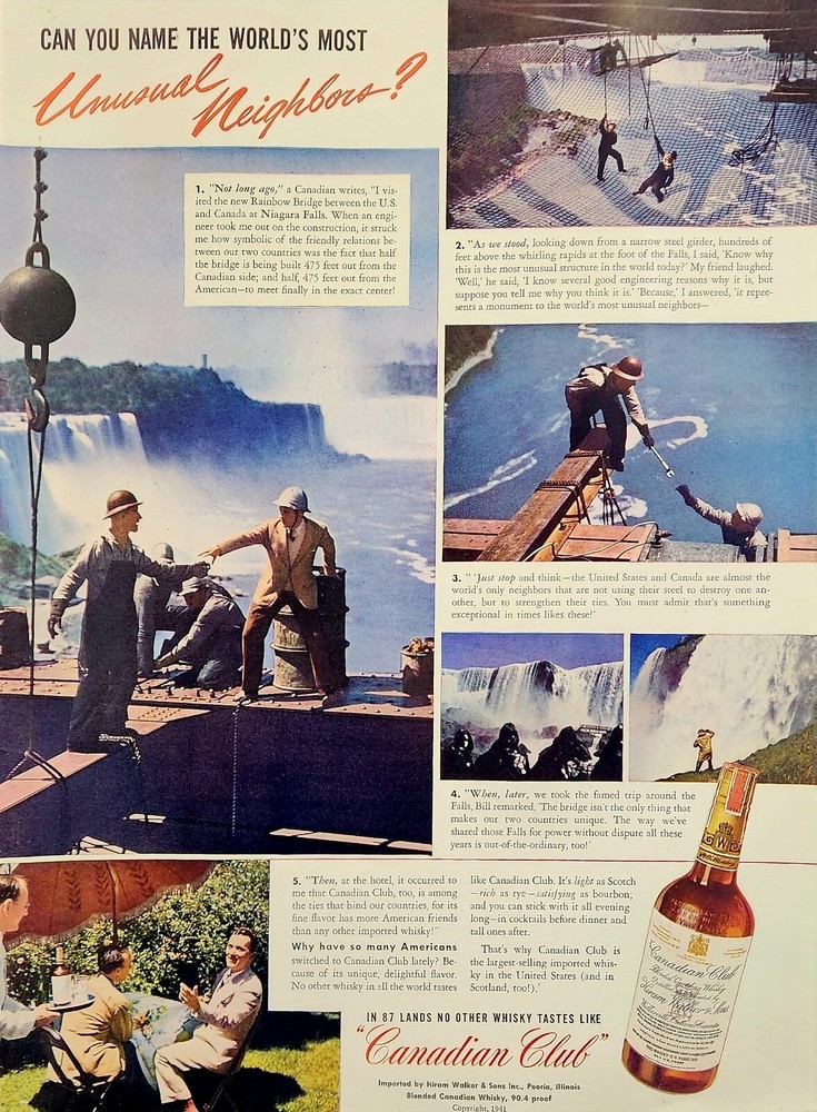 Vintage 1941 Canadian Club Whiskey Ad Wall Art Rainbow Bridge Decor-image