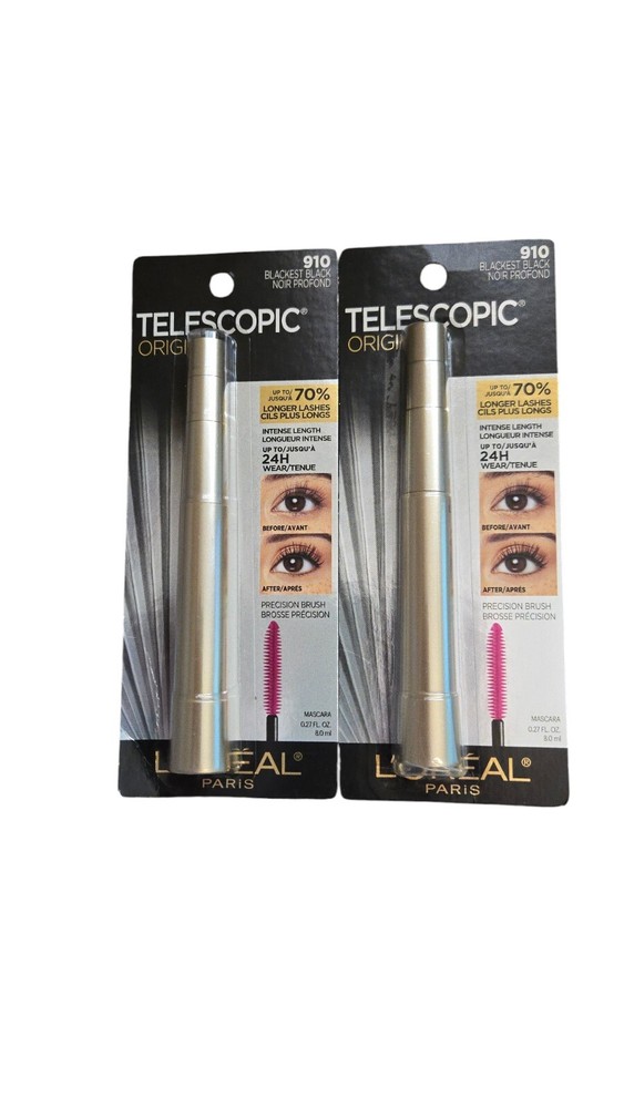 2 Loreal Telescopic Original Mascara 920 Blackest Black (PACK OF 2)
