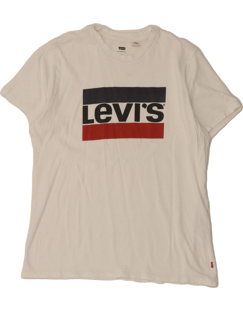 LEVI'S Mens Graphic T-Shirt Top XL White Cotton CR11