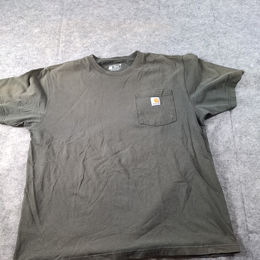 Carhartt Men's Large Gray Loose Fit Pocket T-Shirt Cotton Workwear Logo