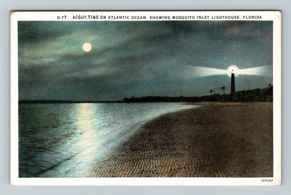 Mosquito Inlet, FL-Florida, Mosquito Inlet Lighthouse, Vintage Postcard