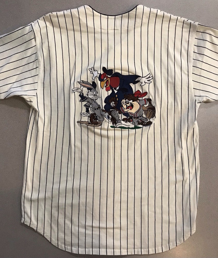 Vintage Acme Co Looney Tunes Pinstripe Baseball Tee Taz Bugs Foghorn Medium