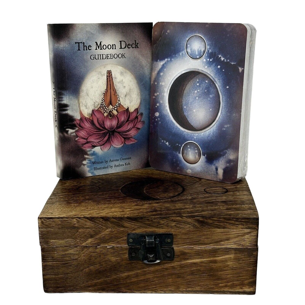 The Moon Deck Oracle Set Cards, Wooden Box & Guidebook by Aarona Ganesan