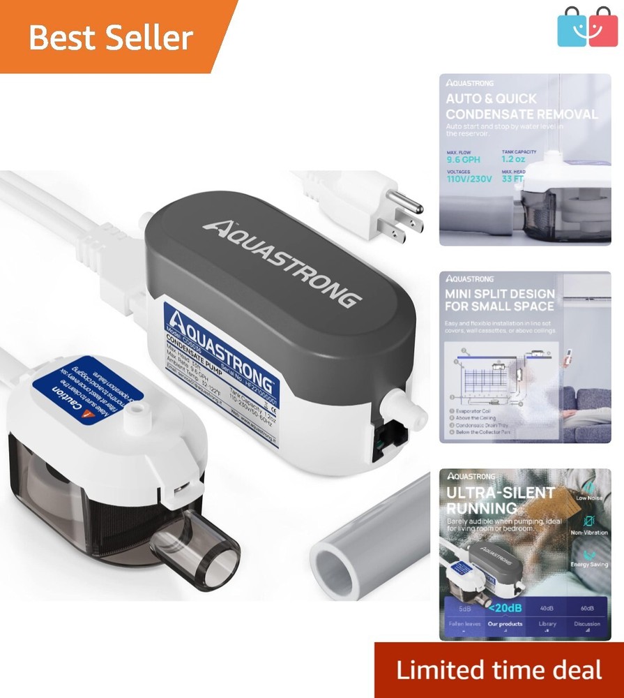 Versatile Mini Split Condensate Pump for AC, Furnace & Dehumidifiers - 115V/230V-image