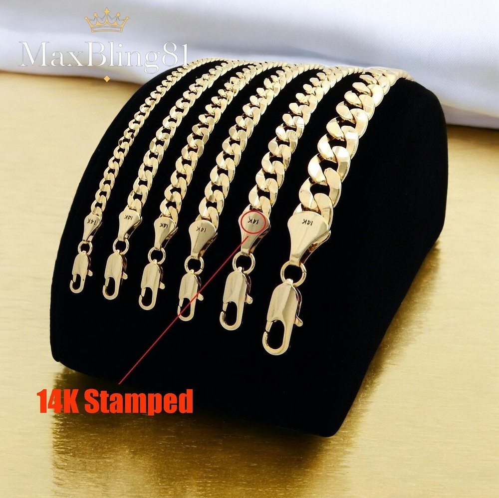 AAA+ Premium 14K Gold Plated Brass Cuban Chain Necklace 4-10mm 20-30 Inch-image