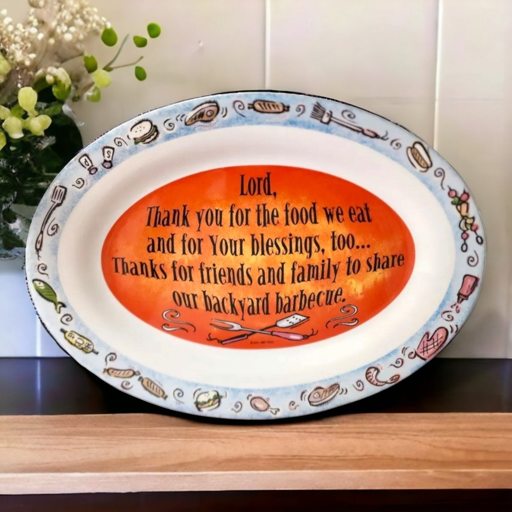Abby Press 16in Thanksgiving Serving Plate BBQ Party Safe for Microwave Dishwasher  -image