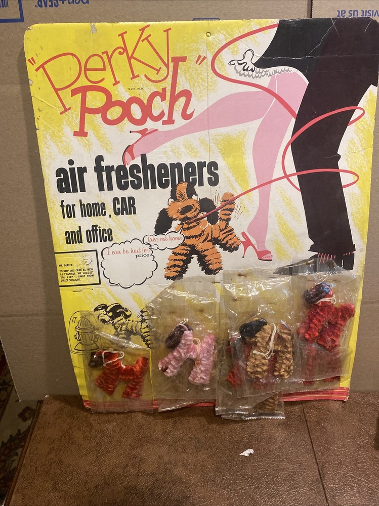 ✨1960 Perky Pooch Air Fresheners Cardboard Store Display / 8 pieces/ little tree