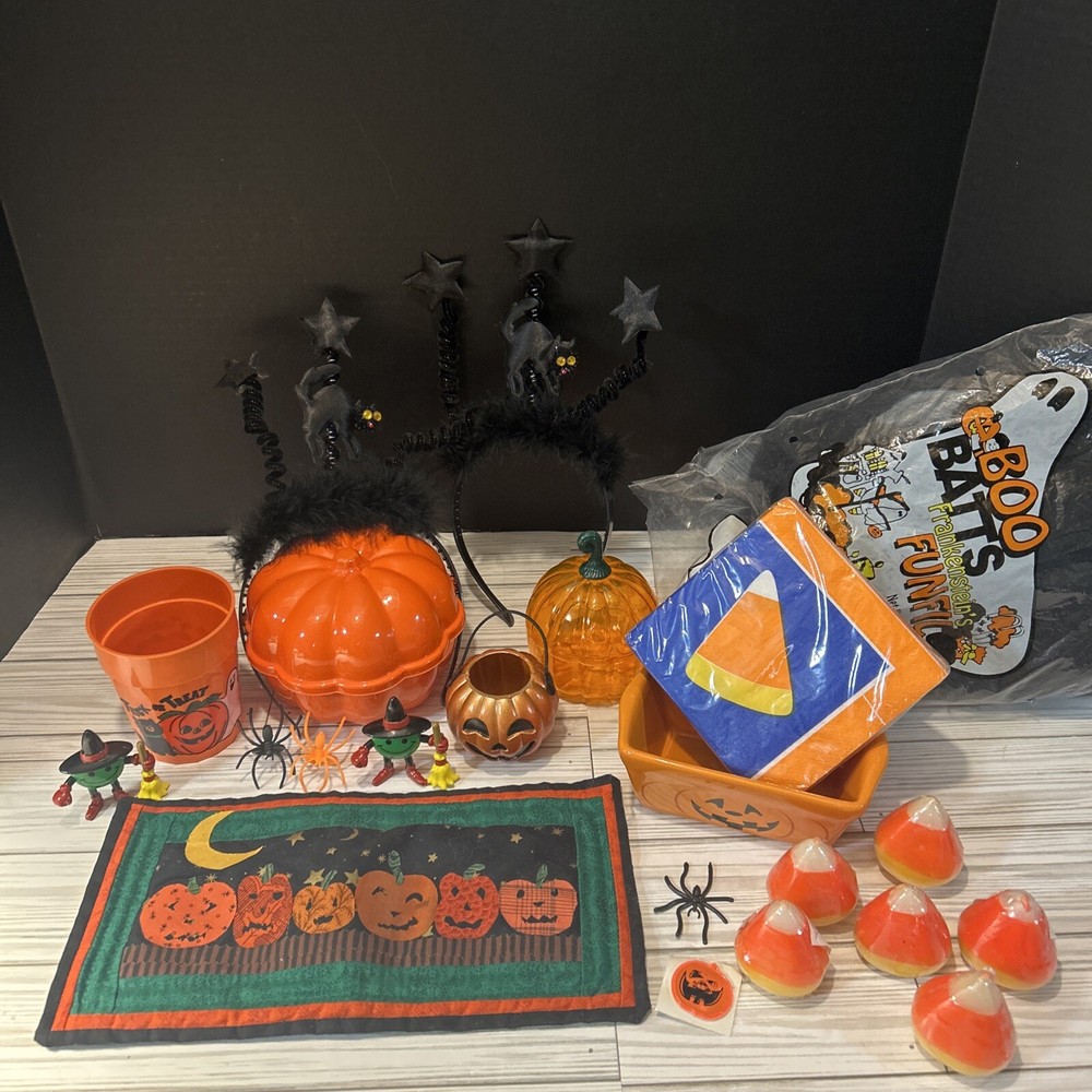 Lot of Vintage & Modern Halloween Decorations Decor