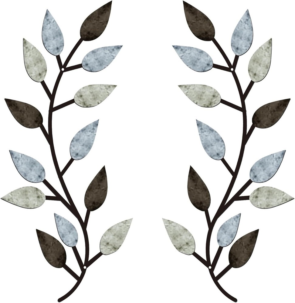 2 Pieces Metal Tree Leaf Wall Decor Vine Olive Branch Pastel Colors