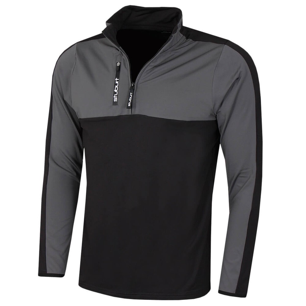 Stuburt Men's Reynold Midlayer Golf Sweater - Black/Slate Grey - S