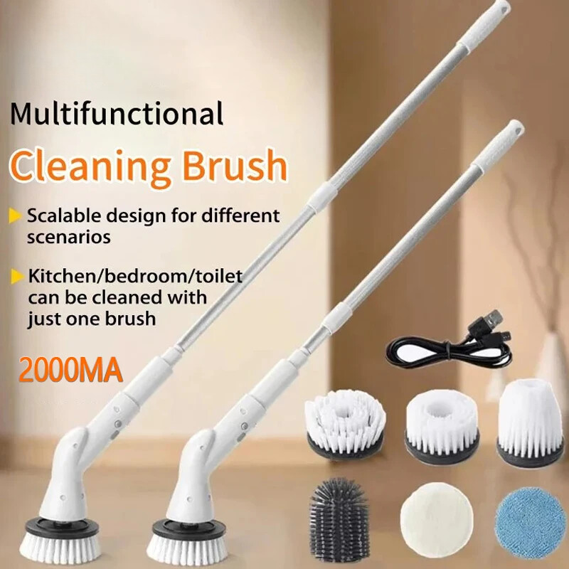 6in1 Electric Cleaning Brush 2000mAh Cordless Electric Rotary Cleaning Brush New
