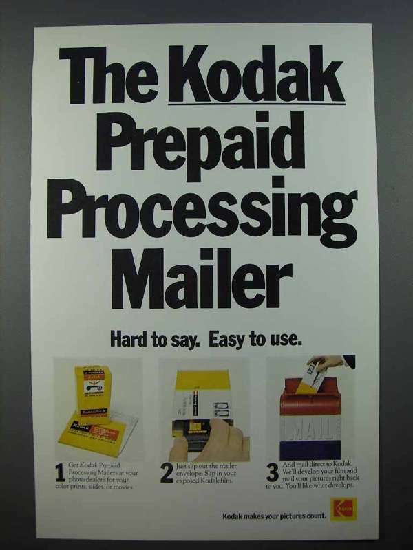 1972 Kodak Prepaid Processing Mailer Ad!