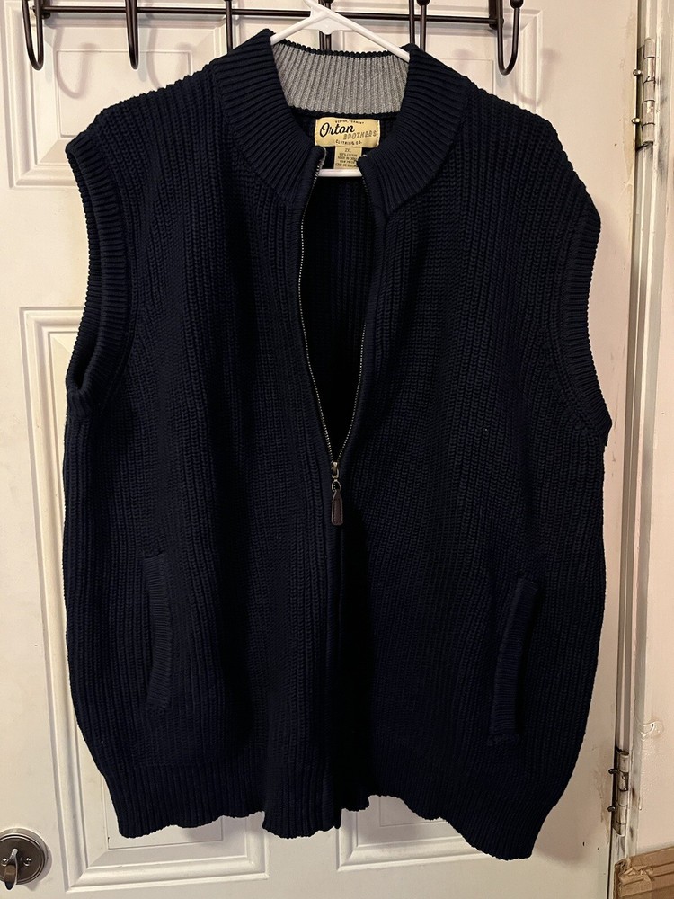 Orton Brothers Men's Sweater Vest Size 2XL Blue Full Zip Vermont Country Store