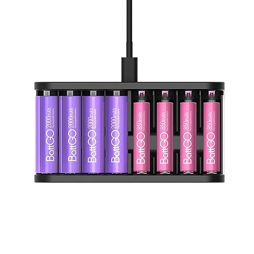 8-Bay AA AAA Fast Charger 27W for Household Batteries