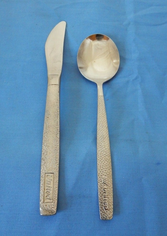 United Airlines Vintage Stainless Steel Travel Cutlery Set by Abco  -image