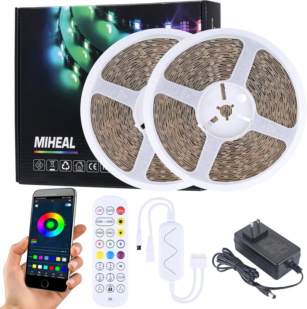 80Ft (24M) 5050 SMD RGB LED Strip Light Kit, Color Changing White Band Rope Ligh