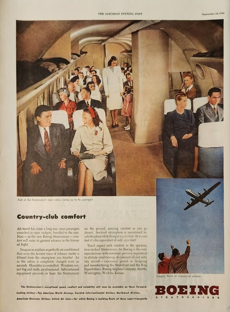 1946 Boeing Airplanes Vintage Ad Country club comfort-image
