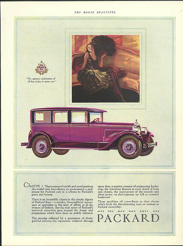 Charm - That women of wealth have shown preference Packard Sedan ad 1927