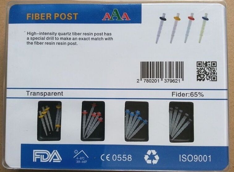 AAA Dental High-Intensity Fiber Resin Post with 20 & 4-Drill Screw Thread Quartz Core-image