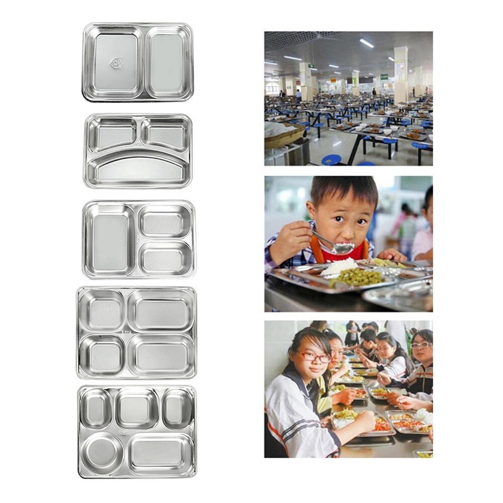 School Mess Hall Stainless Steel Divider Plate Lunch Container