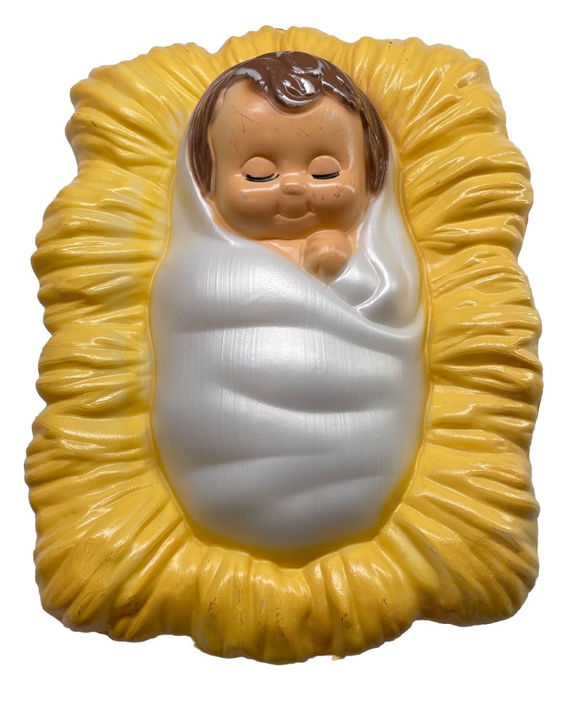Vintage General Foam Plastics 14 Inch Nativity Blow Mold Baby Jesus Figurine