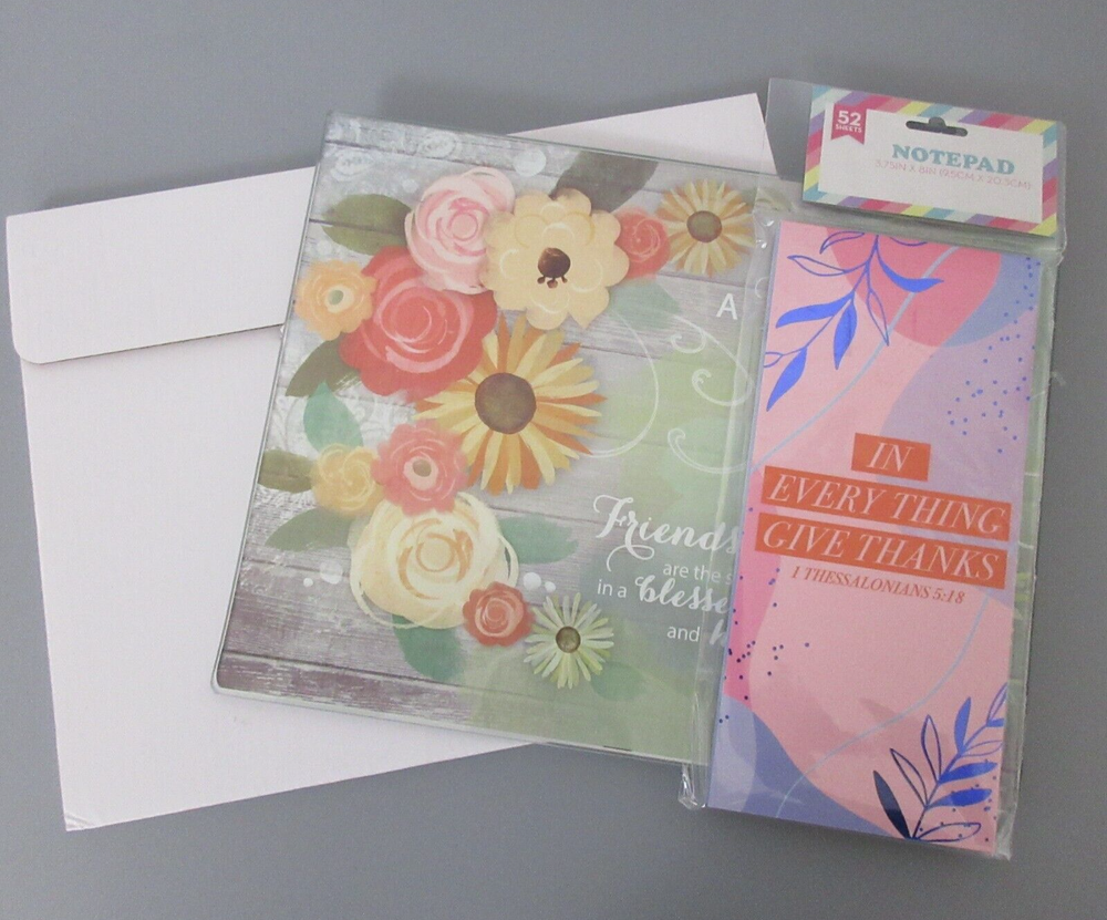 Abbey Press 'A Friend Loves' 11'' x 8.5'' Glass Cutting Board & Notepad 2-PC LOT-image