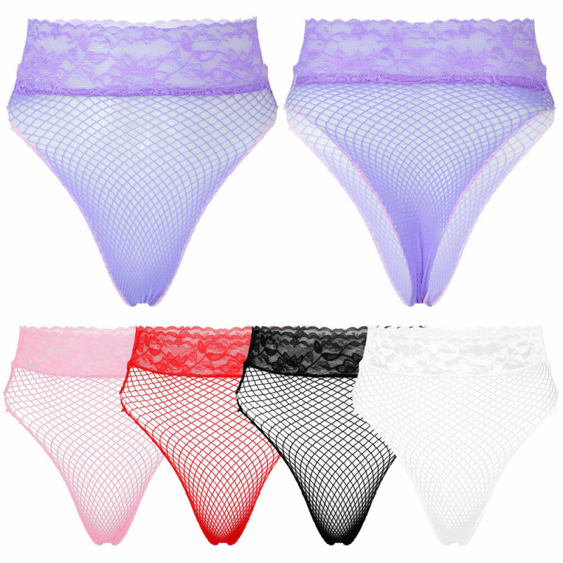 Womens Panties Mesh Sheer Thong Ultra-thin Underwear See-through Knicker Briefs