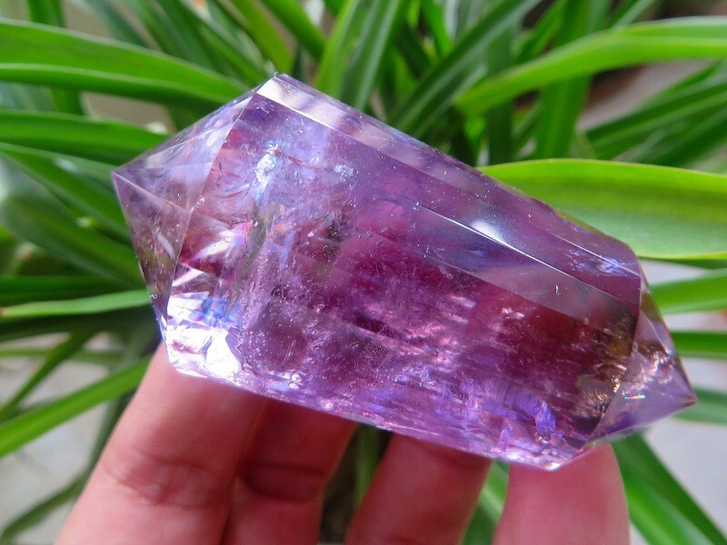 Natural Amethyst Vogel Quartz Crystal 24-Sided DT Wand 94g-image