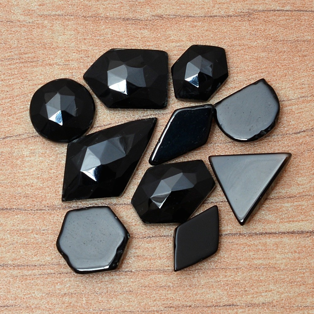 Finest Quality  Natural Black Onyx Rose Cut Loose Gemstones Lot 9x12mm-14x22mm