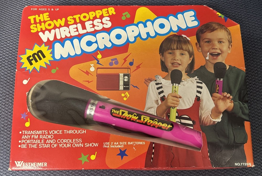 Vintage 1991 Mr. Music Maker The Show Stopper Wireless FM Microphone Toy In Box