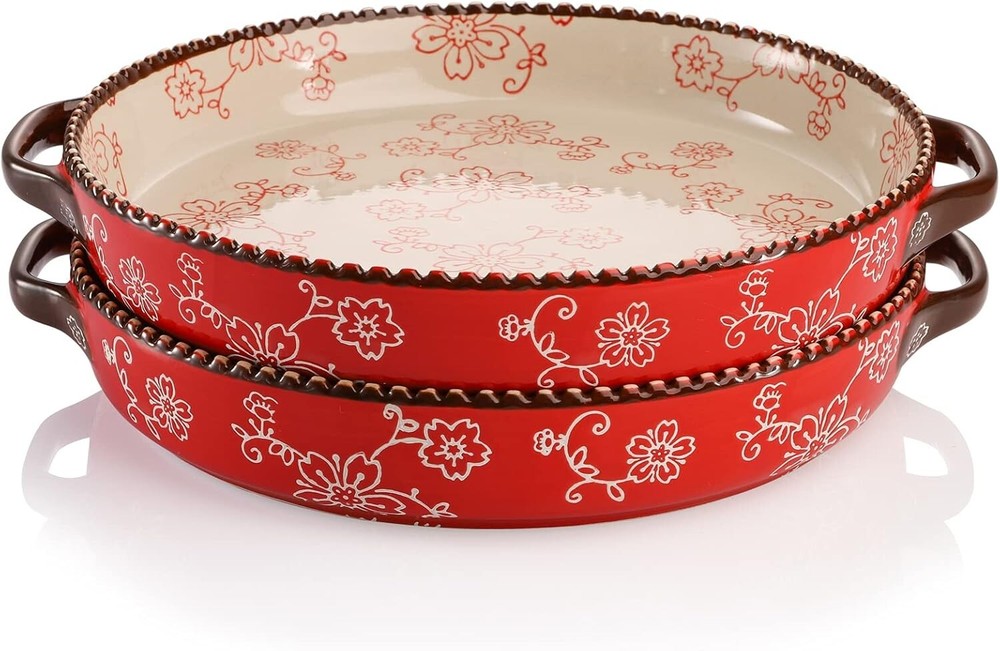 Pro-Grade Double Handle Pie Pan Set - Safe, Elegant Bakeware for Every Occasion